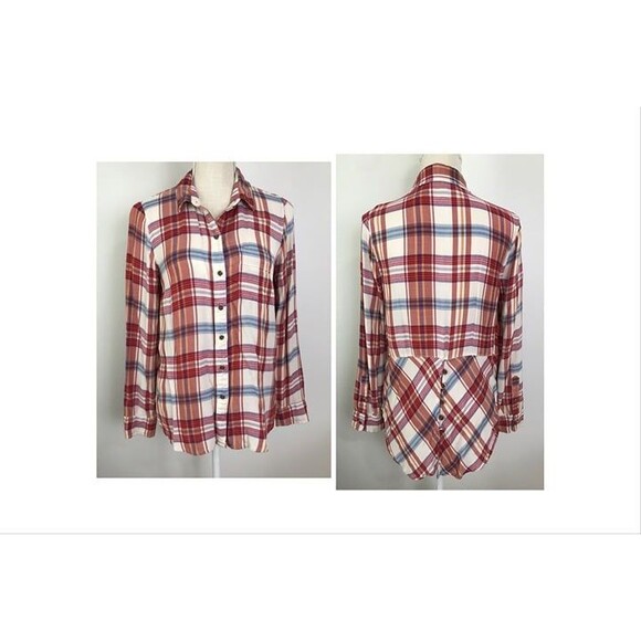 Lucky Brand Womens Plaid Shirt Small Button Split Back Long Sleeve Bungalow Soft - Picture 1 of 11